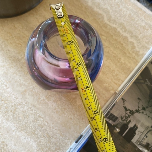 Murano Glass Vase Vintage Sommerso MCM 1960 Vase Purple Heavy Candle Holder - Picture 4 of 7